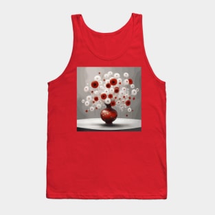 Red and White Abstract Flowers in a Red Vase Tank Top